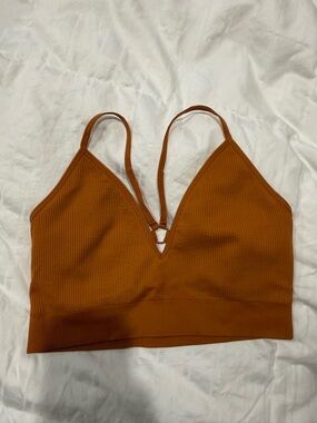 NVGTN Ribbed Plunge Bralette in Rust